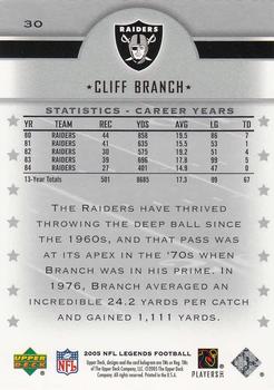 2005 Upper Deck Legends #30 Cliff Branch Back