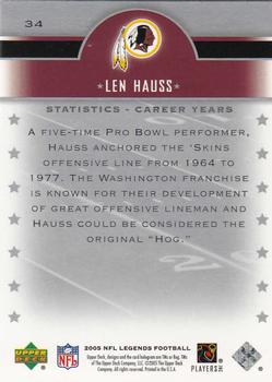 2005 Upper Deck Legends #34 Len Hauss Back
