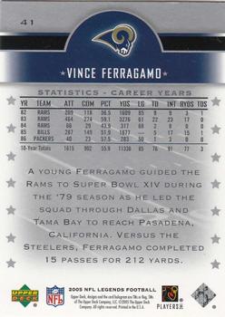 2005 Upper Deck Legends #41 Vince Ferragamo Back