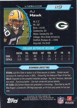 2006 Bowman #119 A.J. Hawk Back