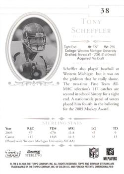 2006 Bowman Sterling #38 Tony Scheffler Back