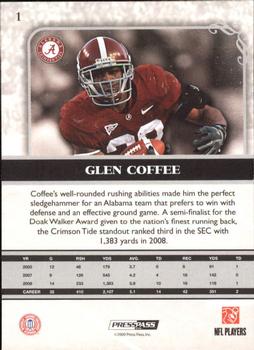 2009 Press Pass Legends - Emerald #1 Glen Coffee Back