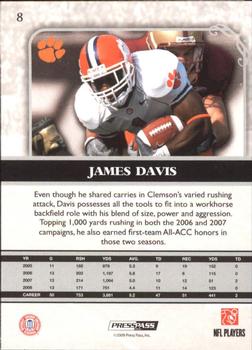 2009 Press Pass Legends - Emerald #8 James Davis Back