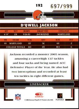 2006 Donruss Threads #192 D'Qwell Jackson Back