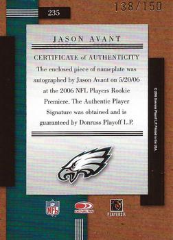 2006 Donruss Threads #235 Jason Avant Back