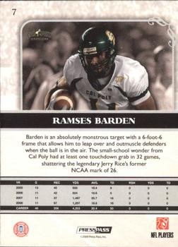 2009 Press Pass Legends - Red #7 Ramses Barden Back