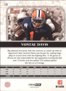 2009 Press Pass Legends - Silver Holofoil #18 Vontae Davis Back