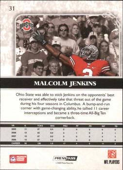 2009 Press Pass Legends - Silver Holofoil #31 Malcolm Jenkins Back