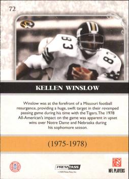 2009 Press Pass Legends - Silver Holofoil #72 Kellen Winslow Back