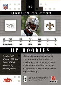 2006 Fleer Hot Prospects #160 Marques Colston Back