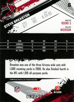 2009 Score - Scorecard #8 Steve Breaston  Back