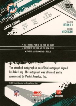 2009 Score Inscriptions - Autographs Red Zone #157 Jake Long Back
