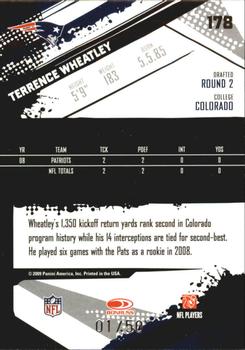 2009 Score Inscriptions - Scorecard #178 Terrence Wheatley Back