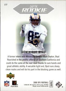 2006 SPx #177 Dominique Byrd Back