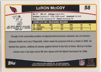 2006 Topps #58 LeRon McCoy Back