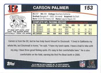 2006 Topps #153 Carson Palmer Back