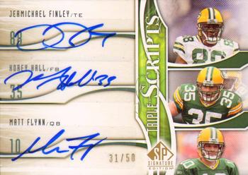 2009 SP Signature - Triple Scripts #TR-HFF Matt Flynn / Korey Hall / Jermichael Finley Front