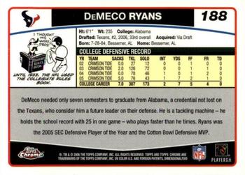 2006 Topps Chrome #188 DeMeco Ryans Back