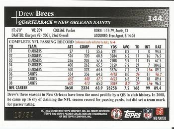 2009 Topps - Black #144 Drew Brees Back