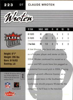 2006 Ultra #223 Claude Wroten Back