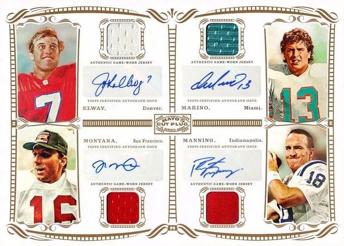 2009 Topps Mayo - Cabinet Relics Autographs #MCAR5 John Elway / Dan Marino / Joe Montana / Peyton Manning Front