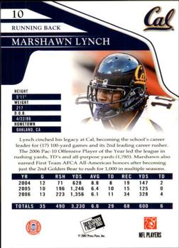 2007 Press Pass #10 Marshawn Lynch Back