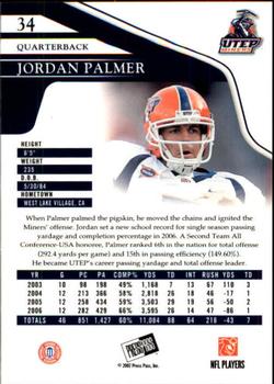 2007 Press Pass #34 Jordan Palmer Back