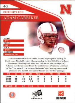 2007 Press Pass #47 Adam Carriker Back