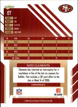 2007 Score #127 Nate Clements Back