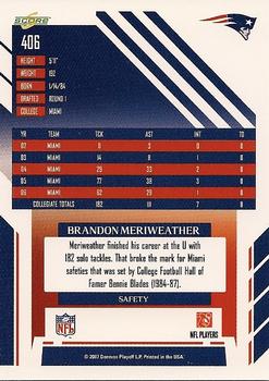 2007 Score #406 Brandon Meriweather Back