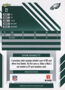 2007 Score Select #22 Hank Baskett Back