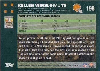2007 Topps #198 Kellen Winslow Back