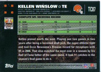 2007 Topps Chrome #TC87 Kellen Winslow Back