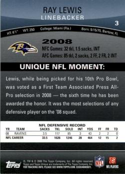 2009 Topps Unique - Gold #3 Ray Lewis Back
