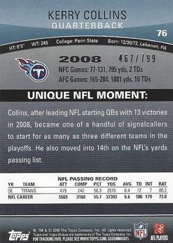 2009 Topps Unique - Red #76 Kerry Collins Back