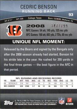 2009 Topps Unique - Red #93 Cedric Benson Back