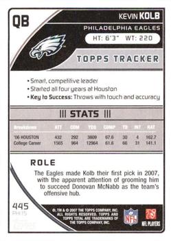 2007 Topps Total #445 Kevin Kolb Back