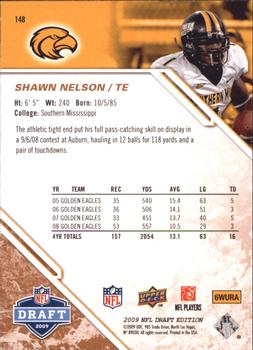 2009 Upper Deck Draft Edition - Bronze #148 Shawn Nelson Back