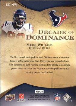 2009 Upper Deck Icons - Decade of Dominance Silver #DD-MW Mario Williams Back