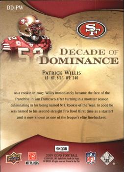 2009 Upper Deck Icons - Decade of Dominance Silver #DD-PW Patrick Willis Back