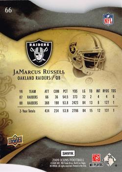 2009 Upper Deck Icons - Gold Holofoil Die Cut #66 JaMarcus Russell Back