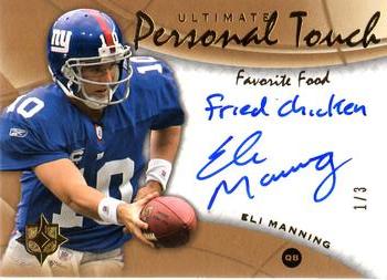 2009 Upper Deck Ultimate Collection - Ultimate Personal Touch Favorite Food #PF-EM Eli Manning Front
