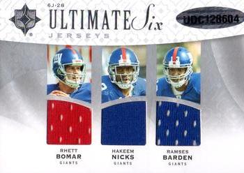 2009 Upper Deck Ultimate Collection - Ultimate Six Jerseys #6J-28 Hakeem Nicks / Steve Smith / Ramses Barden / Brandon Jacobs / Rhett Bomar / Eli Manning Back