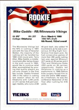 1992 All World #39 Mike Gaddis Back