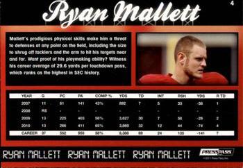 2011 Press Pass #4 Ryan Mallett Back