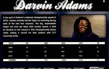 2011 Press Pass #8 Darvin Adams Back