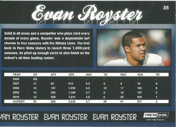 2011 Press Pass #35 Evan Royster Back