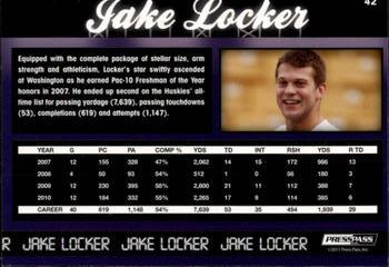 2011 Press Pass #42 Jake Locker Back