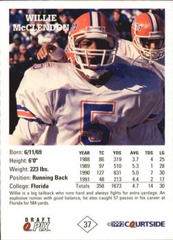 1992 Courtside Draft Pix - Bronze #37 Willie McClendon Back
