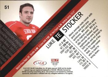 2011 SAGE #51 Luke Stocker Back